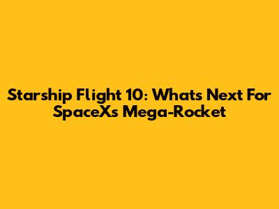 Starship Flight 10: What's Next For SpaceX's Mega-Rocket