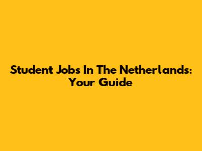 Student Jobs In The Netherlands: Your Guide