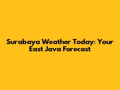 Surabaya Weather Today: Your East Java Forecast