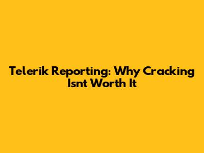 Telerik Reporting: Why Cracking Isn't Worth It