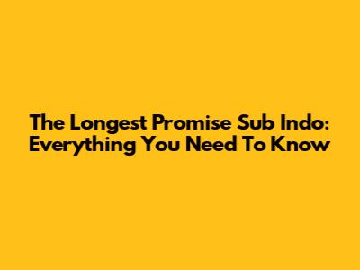 The Longest Promise Sub Indo: Everything You Need To Know