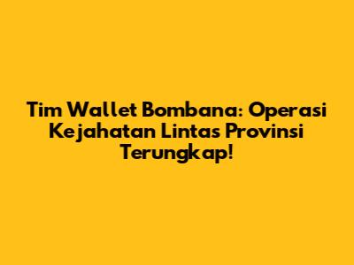 Tim Wallet Bombana: Operasi Kejahatan Lintas Provinsi Terungkap!