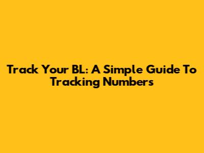 Track Your BL: A Simple Guide To Tracking Numbers