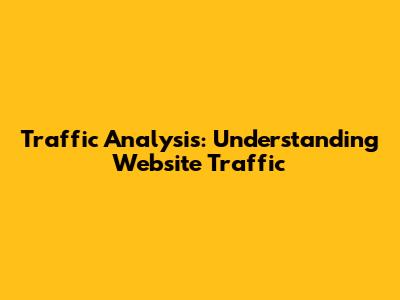 Traffic Analysis: Understanding Website Traffic