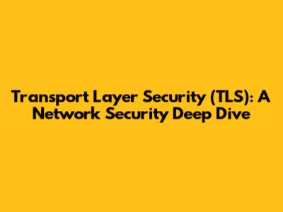 Transport Layer Security (TLS): A Network Security Deep Dive