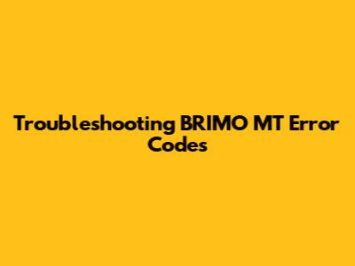 Troubleshooting BRIMO MT Error Codes