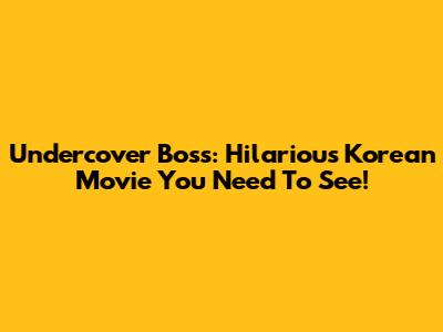 Undercover Boss: Hilarious Korean Movie You Need To See!
