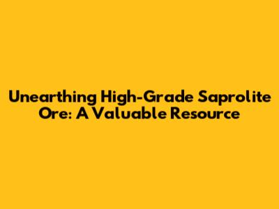 Unearthing High-Grade Saprolite Ore: A Valuable Resource