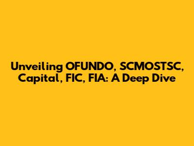 Unveiling OFUNDO, SCMOSTSC, Capital, FIC, FIA: A Deep Dive