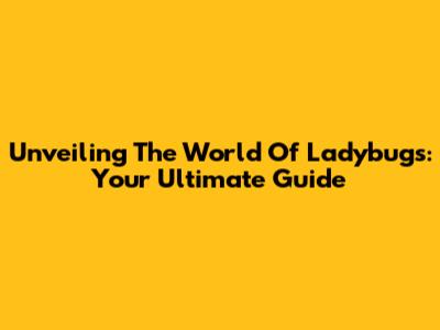 Unveiling The World Of Ladybugs: Your Ultimate Guide