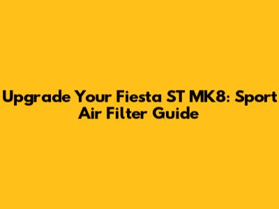 Upgrade Your Fiesta ST MK8: Sport Air Filter Guide