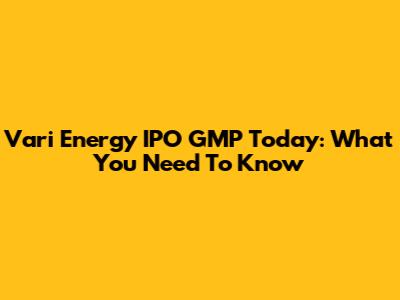Vari Energy IPO GMP Today: What You Need To Know