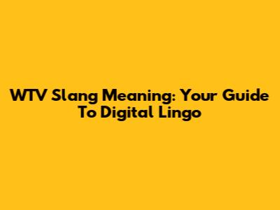 WTV Slang Meaning: Your Guide To Digital Lingo