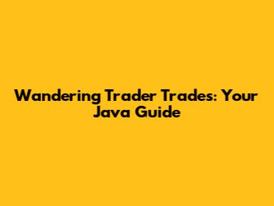 Wandering Trader Trades: Your Java Guide