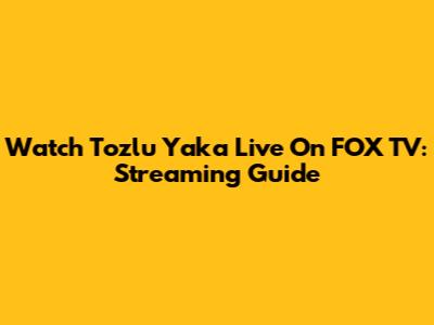 Watch Tozlu Yaka Live On FOX TV: Streaming Guide