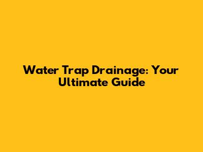 Water Trap Drainage: Your Ultimate Guide