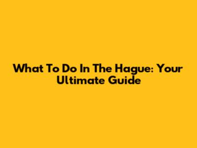 What To Do In The Hague: Your Ultimate Guide